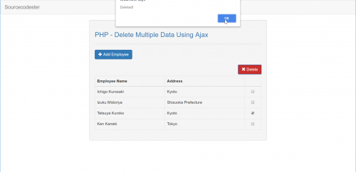 Delete Multiple Data Using Ajax