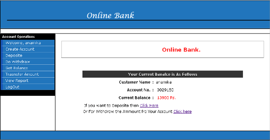 Online Banking System Using JAVA