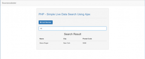 Simple Live Data Search Using Ajax